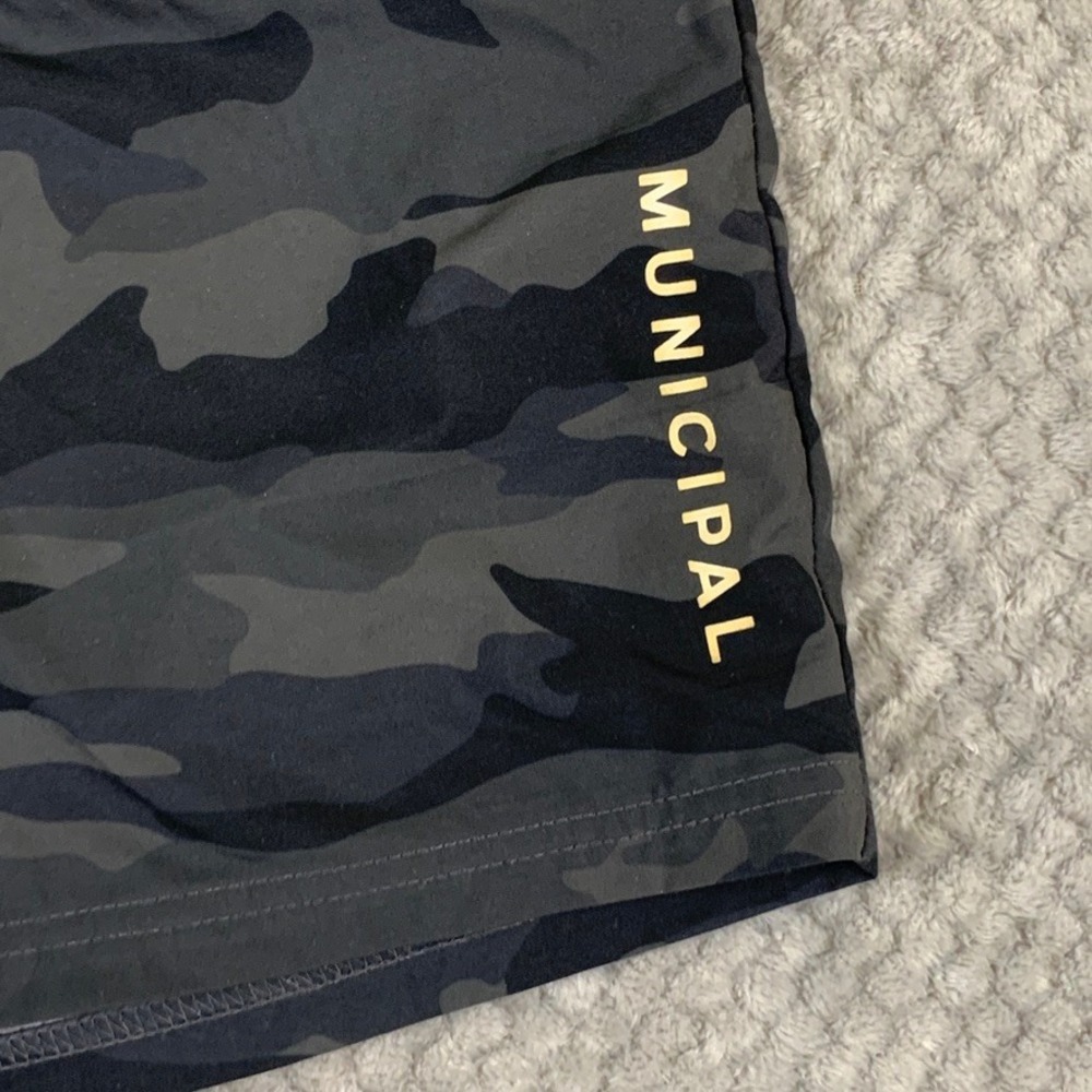 Municipal Athletic Shorts Mens Large Charcoal Black Camo Sport Utility - Picture 3 of 10